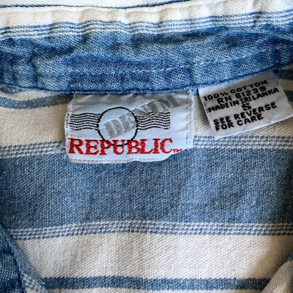 Vintage Denim Republic Striped Sleeveless Shirt M - Picture 5 of 6